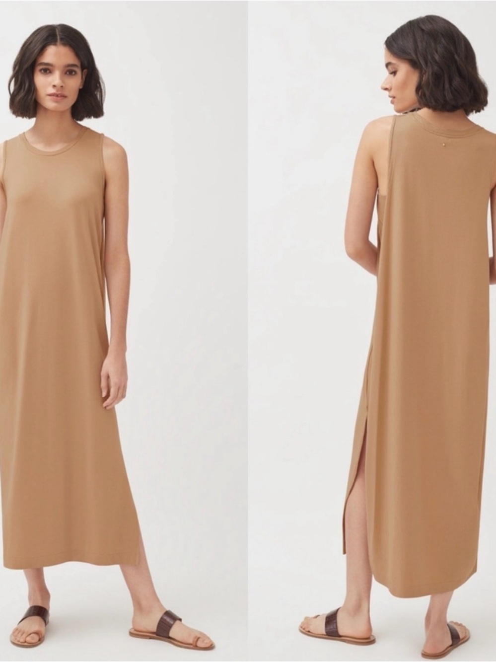 Cuyana | Pima Cotton Blend Neutral Ta. Back Drape Dress